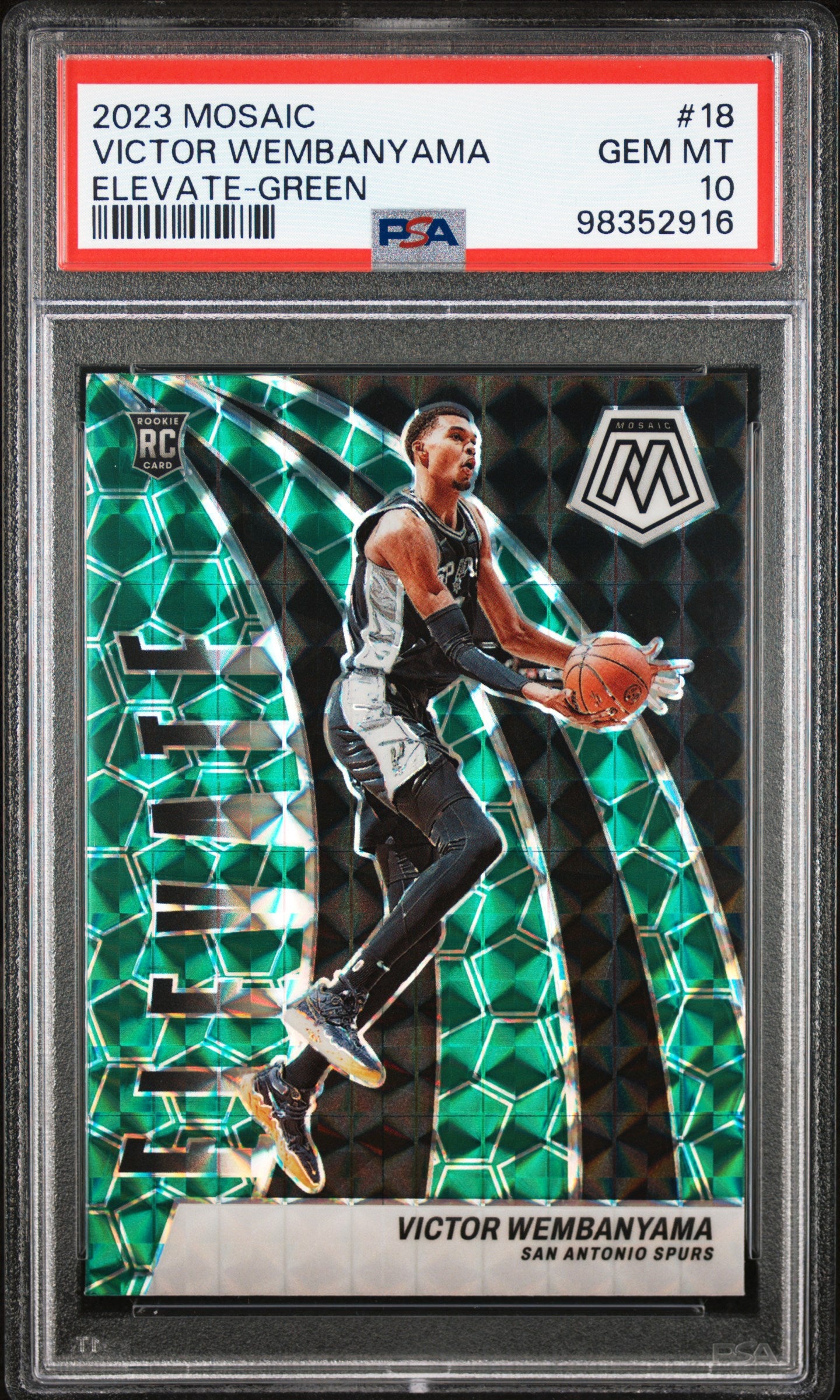 2023 Panini Mosaic Elevate #18 Victor Wembanyama Elevate-Green PSA 10