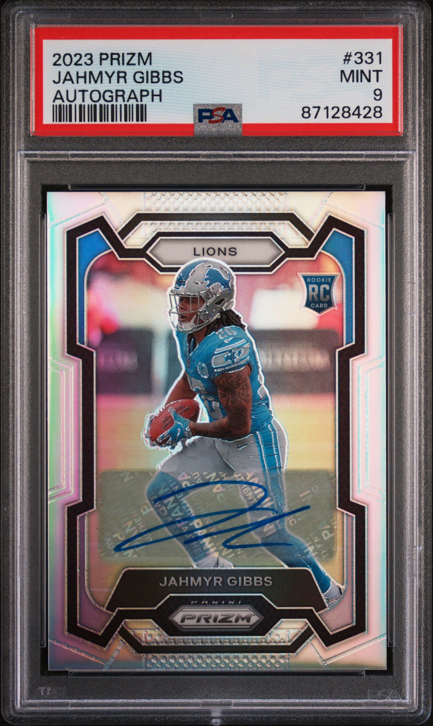 2023 Panini Prizm #331 Jahmyr Gibbs Autograph PSA 9