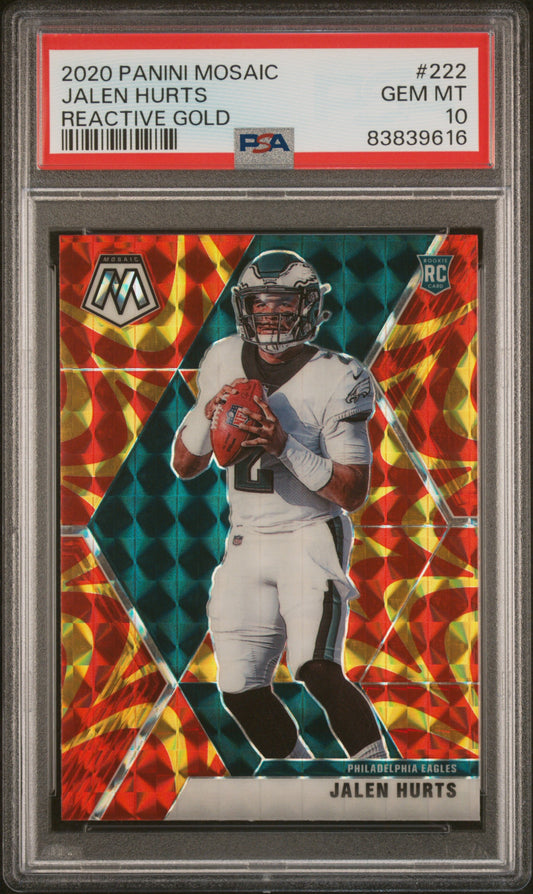 2020 Panini Mosaic #222 Jalen Hurts Reactive Gold PSA 10