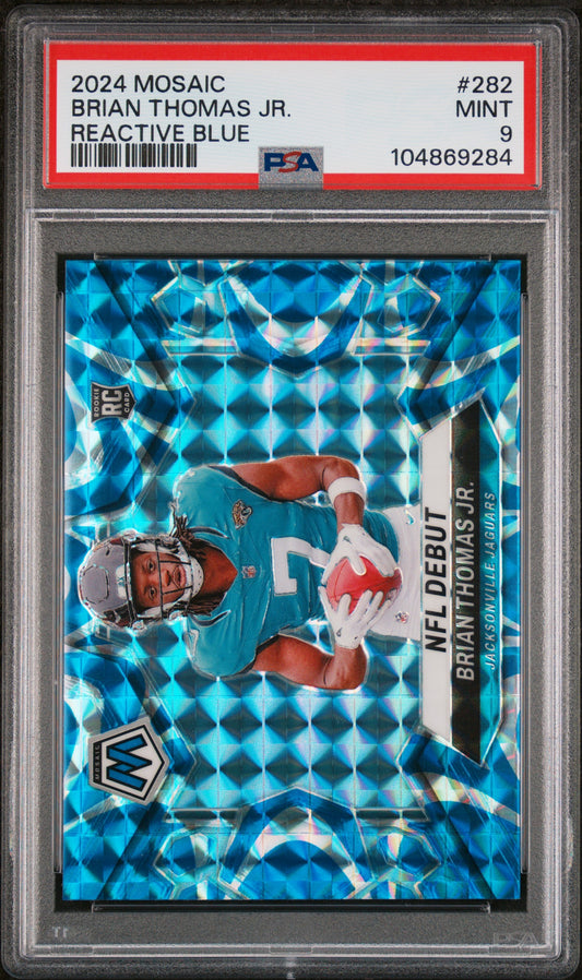 2024 Panini Mosaic #282 Brian Thomas Jr. Reactive Blue PSA 9