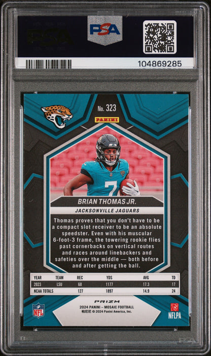 2024 Panini Mosaic #323 Brian Thomas Jr. Reactive Yellow PSA 10