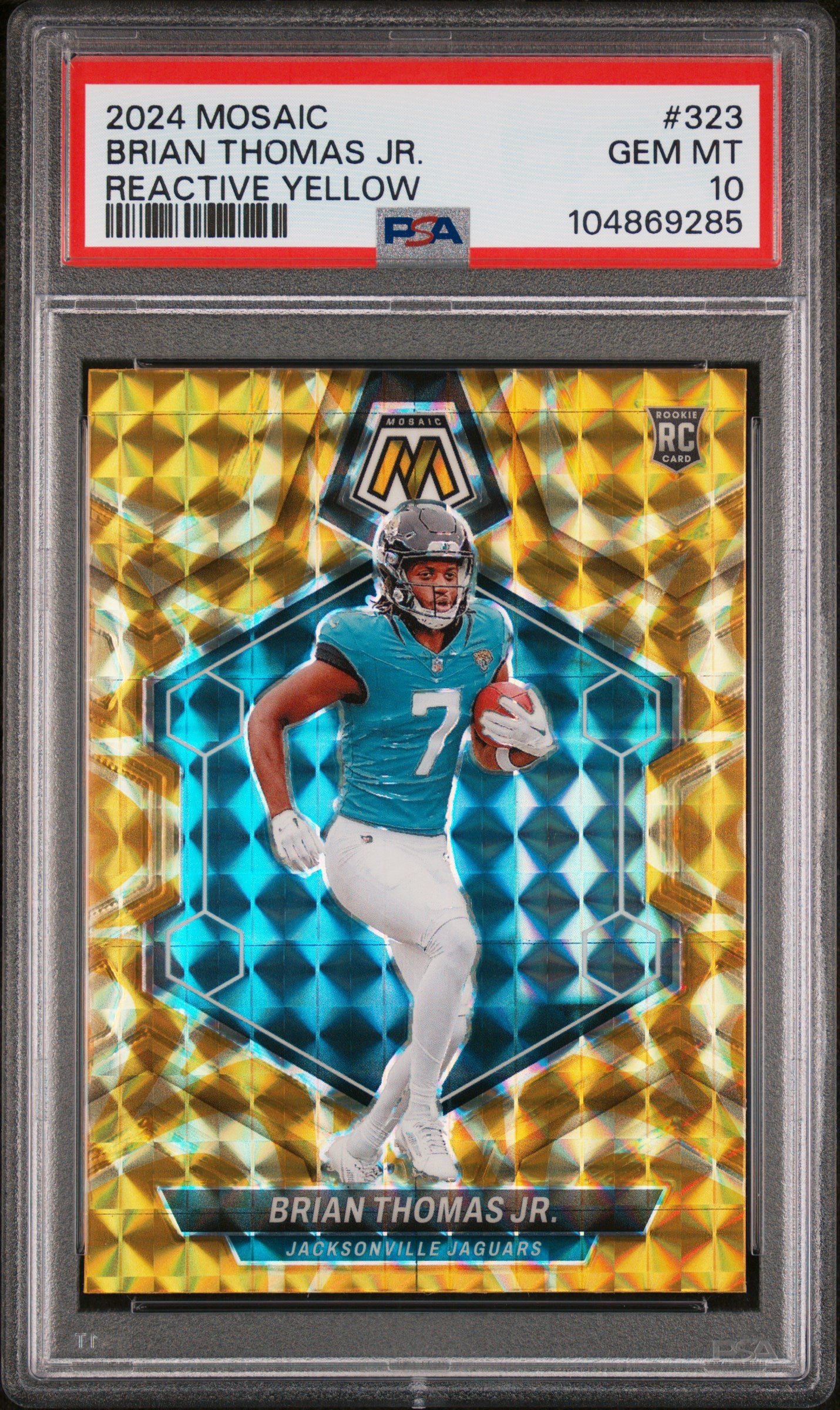 2024 Panini Mosaic #323 Brian Thomas Jr. Reactive Yellow PSA 10