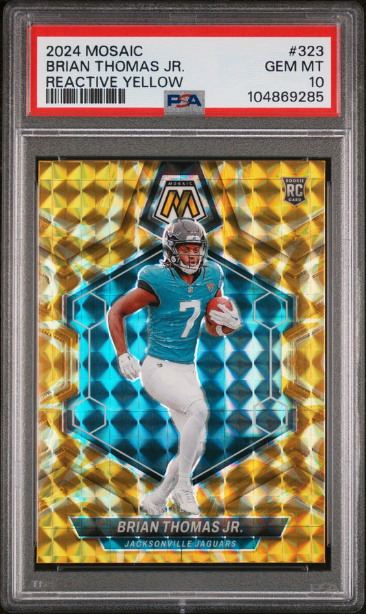 2024 Panini Mosaic #323 Brian Thomas Jr. Reactive Yellow PSA 10