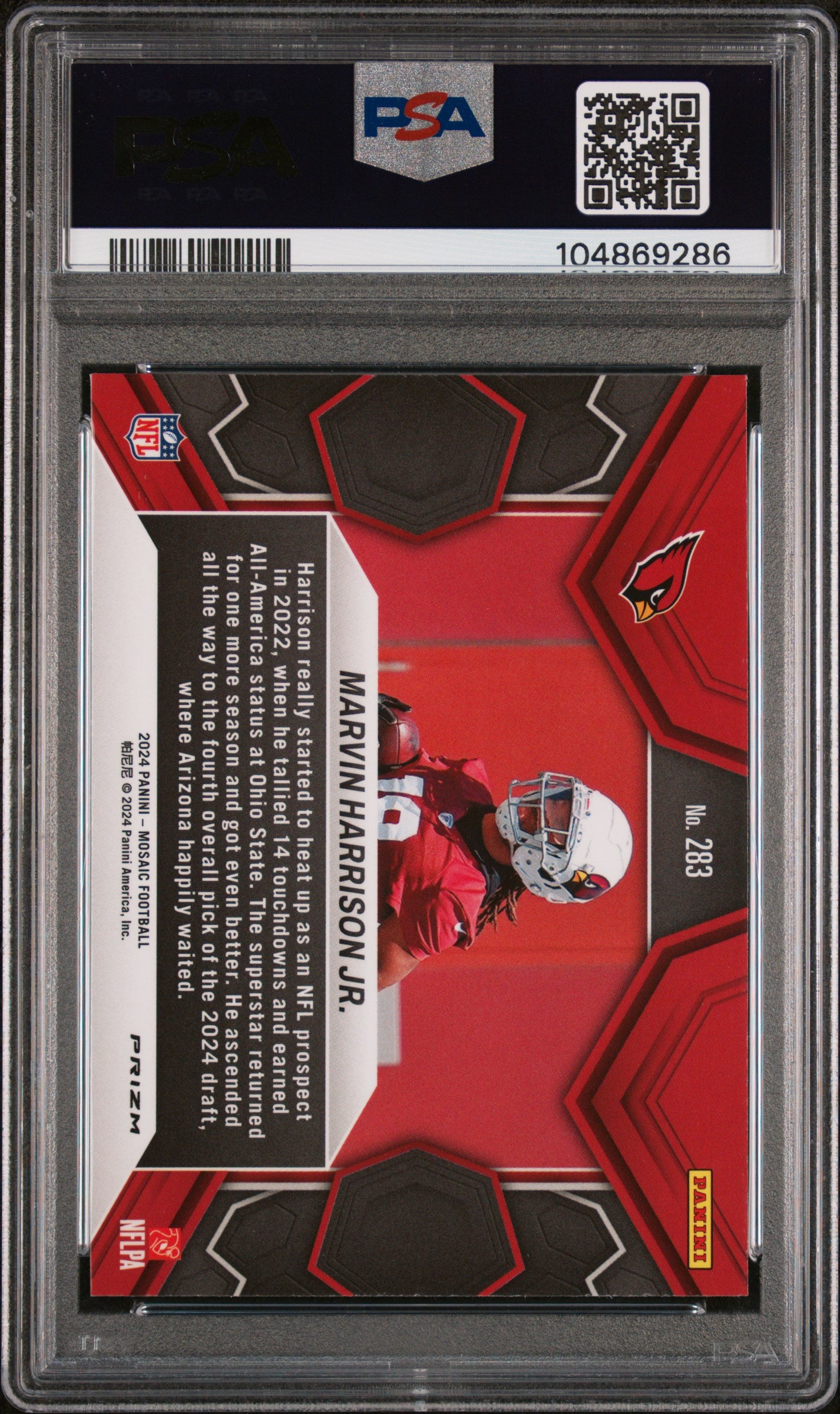 2024 Panini Mosaic #283 Marvin Harrison Jr. Reactive Blue PSA 10