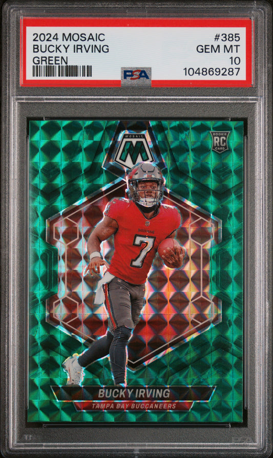 2024 Panini Mosaic #385 Bucky Irving Green PSA 10
