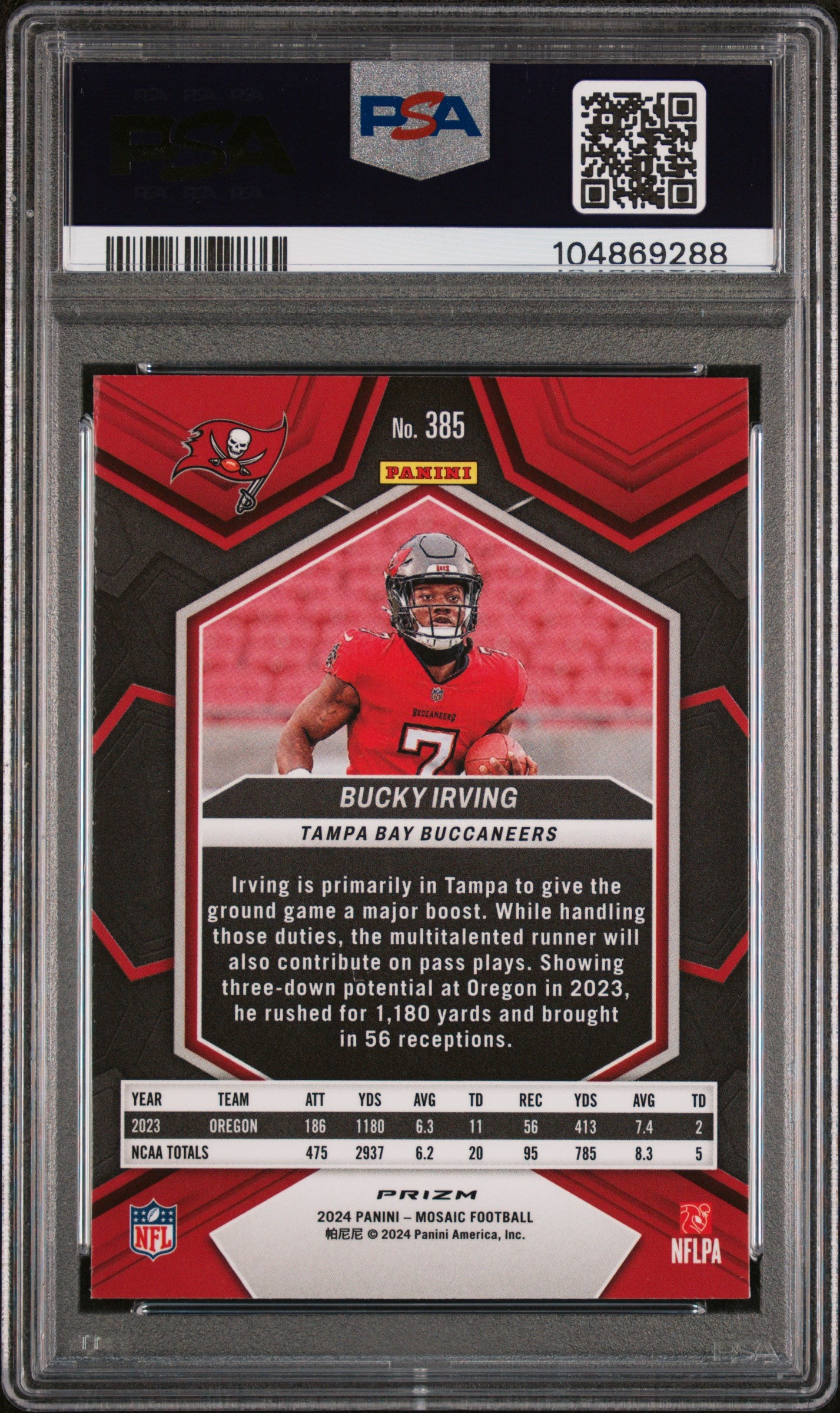 2024 Panini Mosaic #385 Bucky Irving Reactive Blue PSA 10