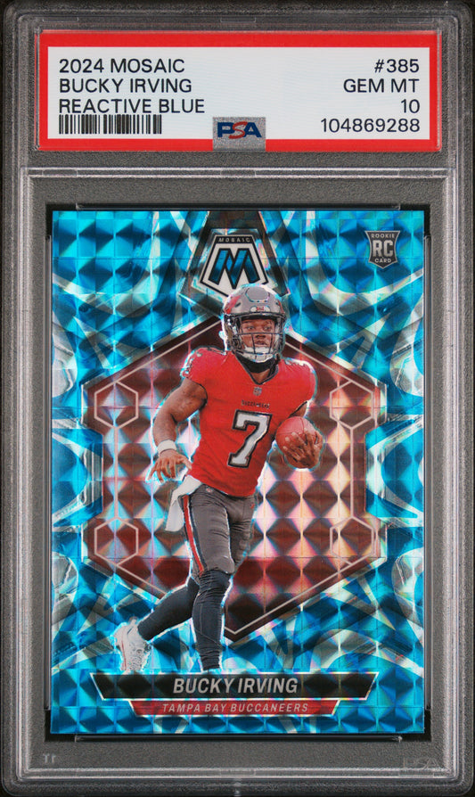 2024 Panini Mosaic #385 Bucky Irving Reactive Blue PSA 10