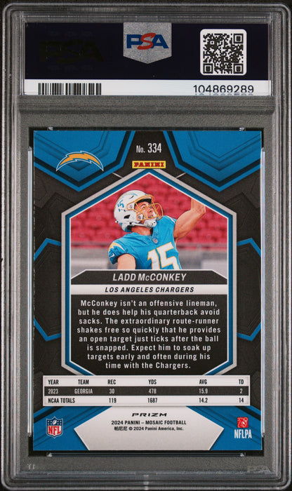 2024 Panini Mosaic #334 Ladd Mcconkey Reactive Blue PSA 10