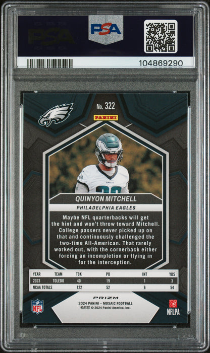 2024 Panini Mosaic #322 Quinyon Mitchell Green PSA 9