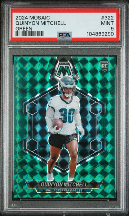 2024 Panini Mosaic #322 Quinyon Mitchell Green PSA 9