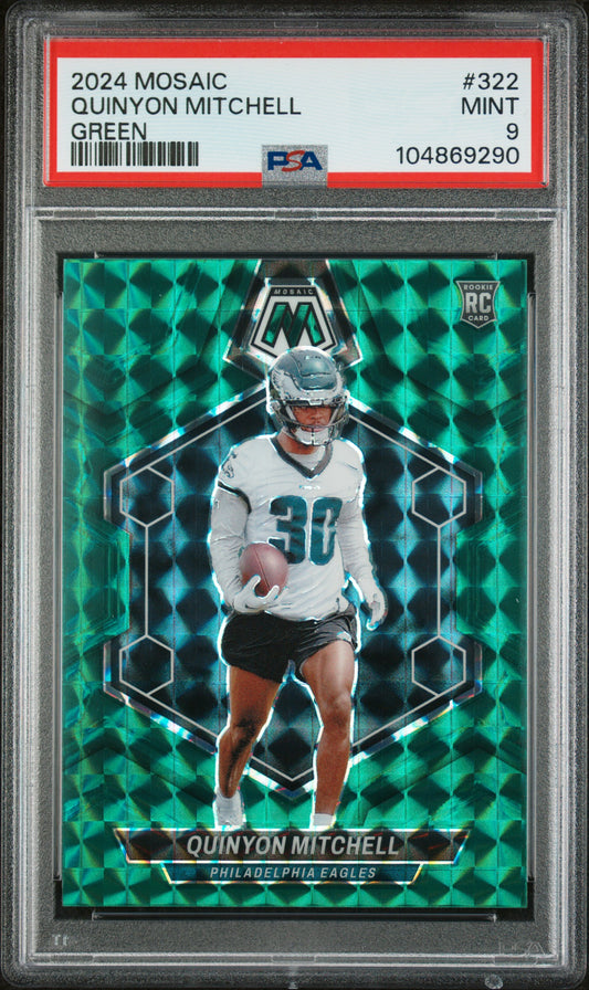 2024 Panini Mosaic #322 Quinyon Mitchell Green PSA 9