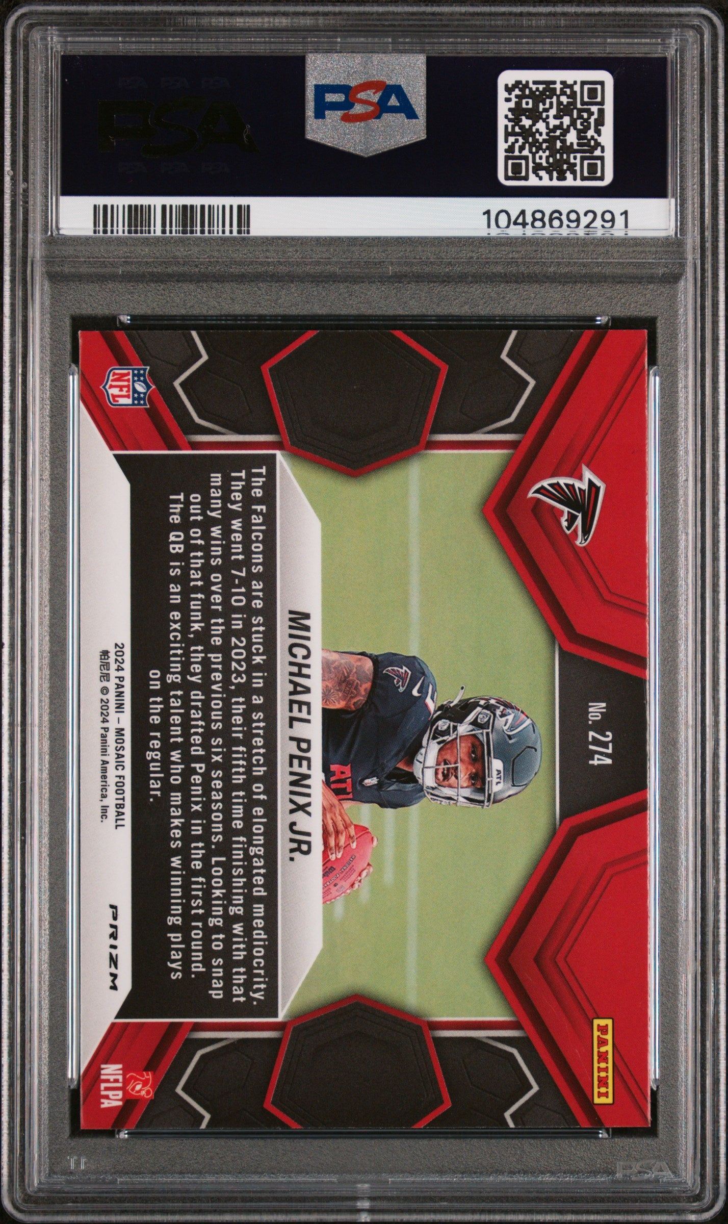 2024 Panini Mosaic #274 Michael Penix Jr. Reactive Yellow PSA 9