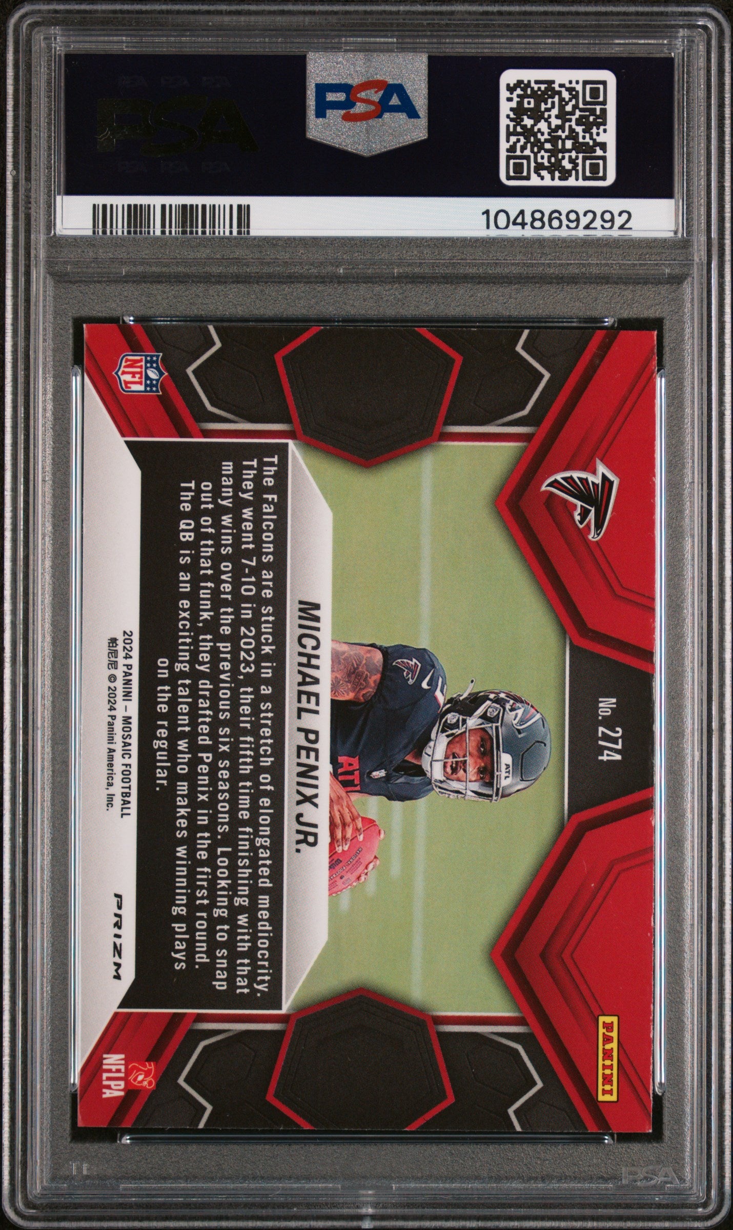2024 Panini Mosaic #274 Michael Penix Jr. Camo Pink PSA 9