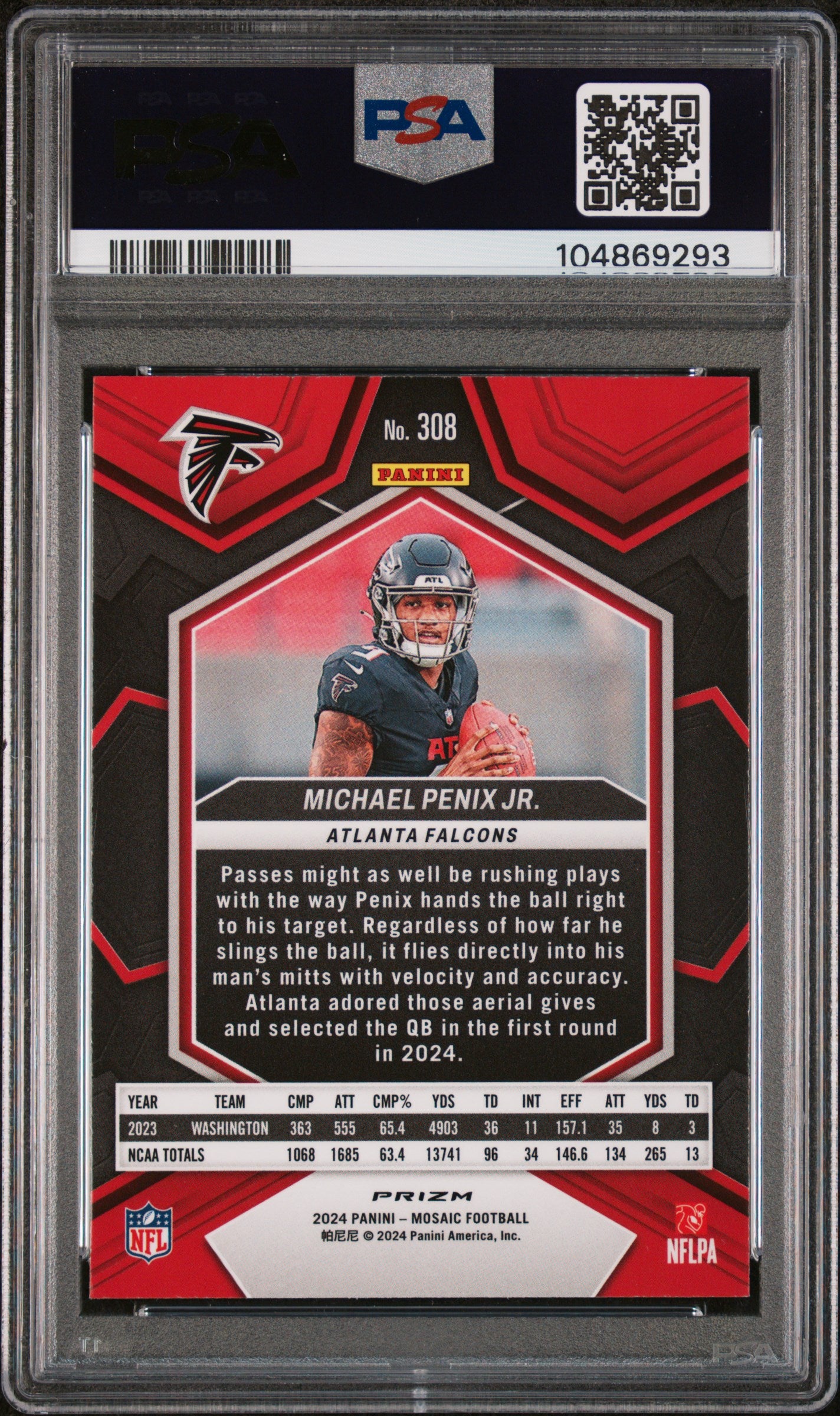 2024 Panini Mosaic #308 Michael Penix Jr. Green PSA 10