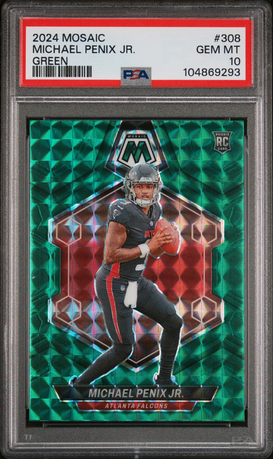2024 Panini Mosaic #308 Michael Penix Jr. Green PSA 10