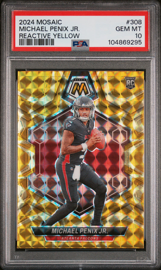 2024 Panini Mosaic #308 Michael Penix Jr. Reactive Yellow PSA 10