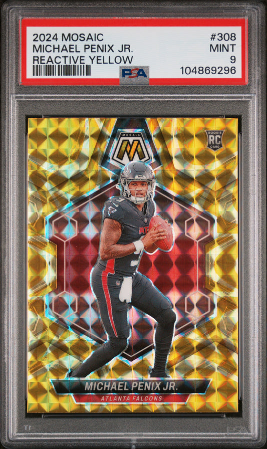 2024 Panini Mosaic #308 Michael Penix Jr. Reactive Yellow PSA 9
