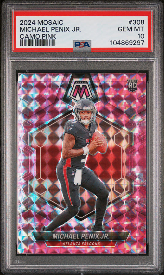 2024 Panini Mosaic #308 Michael Penix Jr. Camo Pink PSA 10