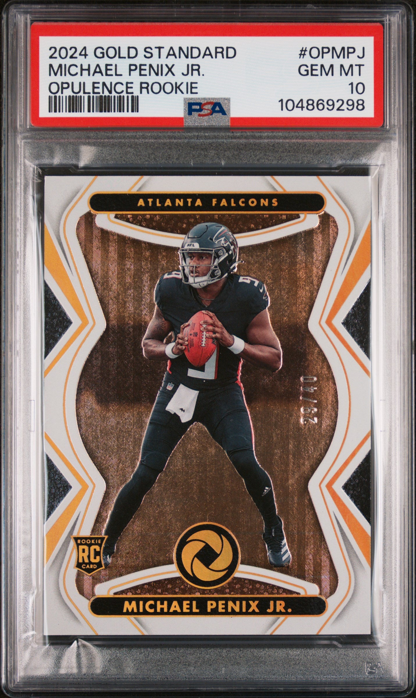 2024 Panini Gold Standard Opulence Rookie #OPMPJ Michael Penix Jr. PSA 10