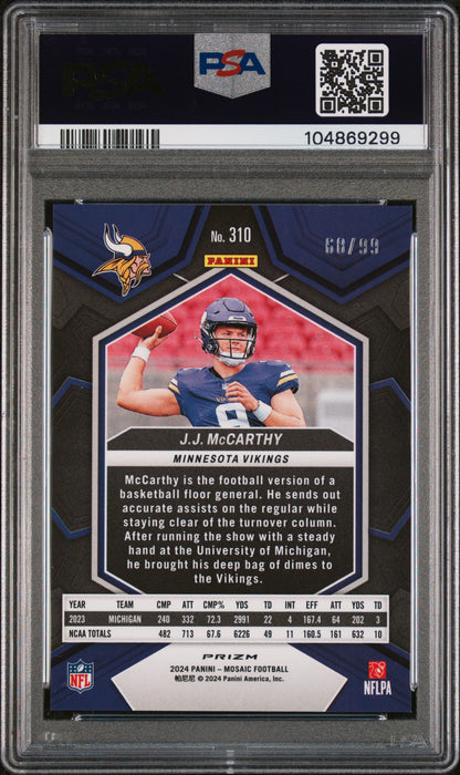 2024 Panini Mosaic #310 Jj Mccarthy Blue PSA 9