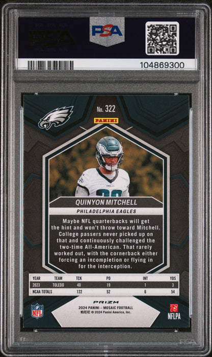2024 Panini Mosaic #322 Quinyon Mitchell Honeycomb PSA 9