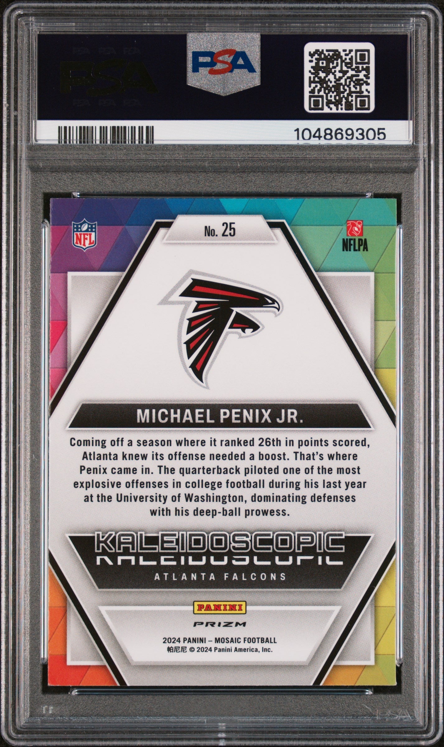 2024 Panini Mosaic Kaleidoscopic #25 Michael Penix Jr. PSA 9