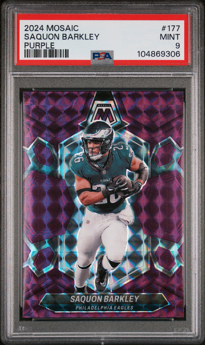 2024 Panini Mosaic #177 Saquon Barkley Purple PSA 9