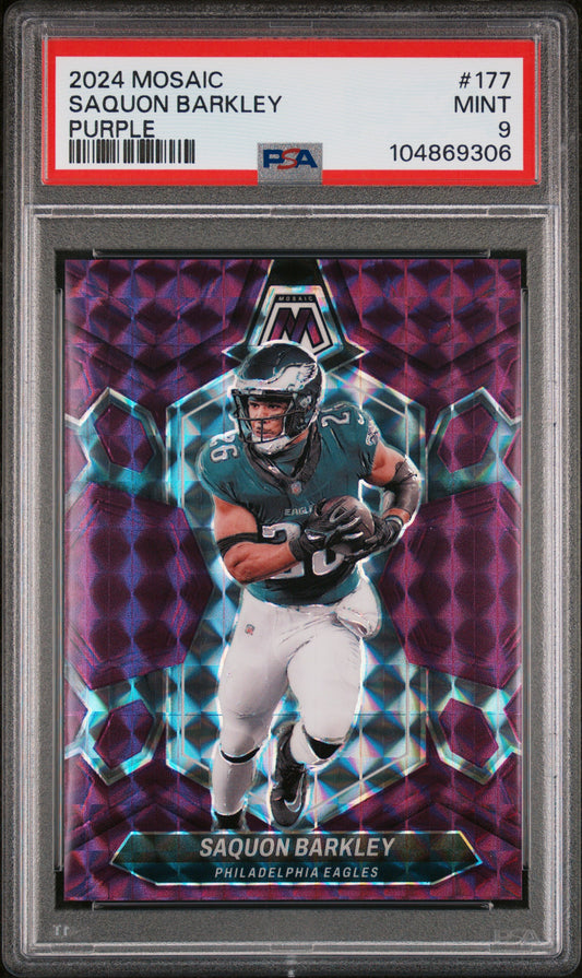 2024 Panini Mosaic #177 Saquon Barkley Purple PSA 9
