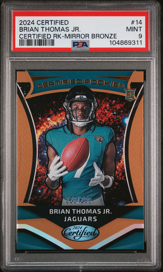2024 Panini Certified  #14 Brian Thomas Jr. Certified Mirror Bronze/299 PSA 9