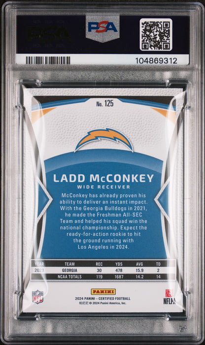 2024 Panini Certified #125 Ladd Mcconkey Mirror Teal Fotl/20 PSA 9