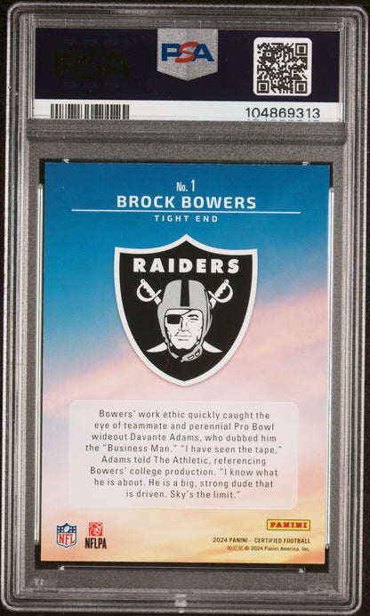 2024 Panini Certified Franchise Foundations #1 Brock Bowers Mirror Teal/50 PSA 9