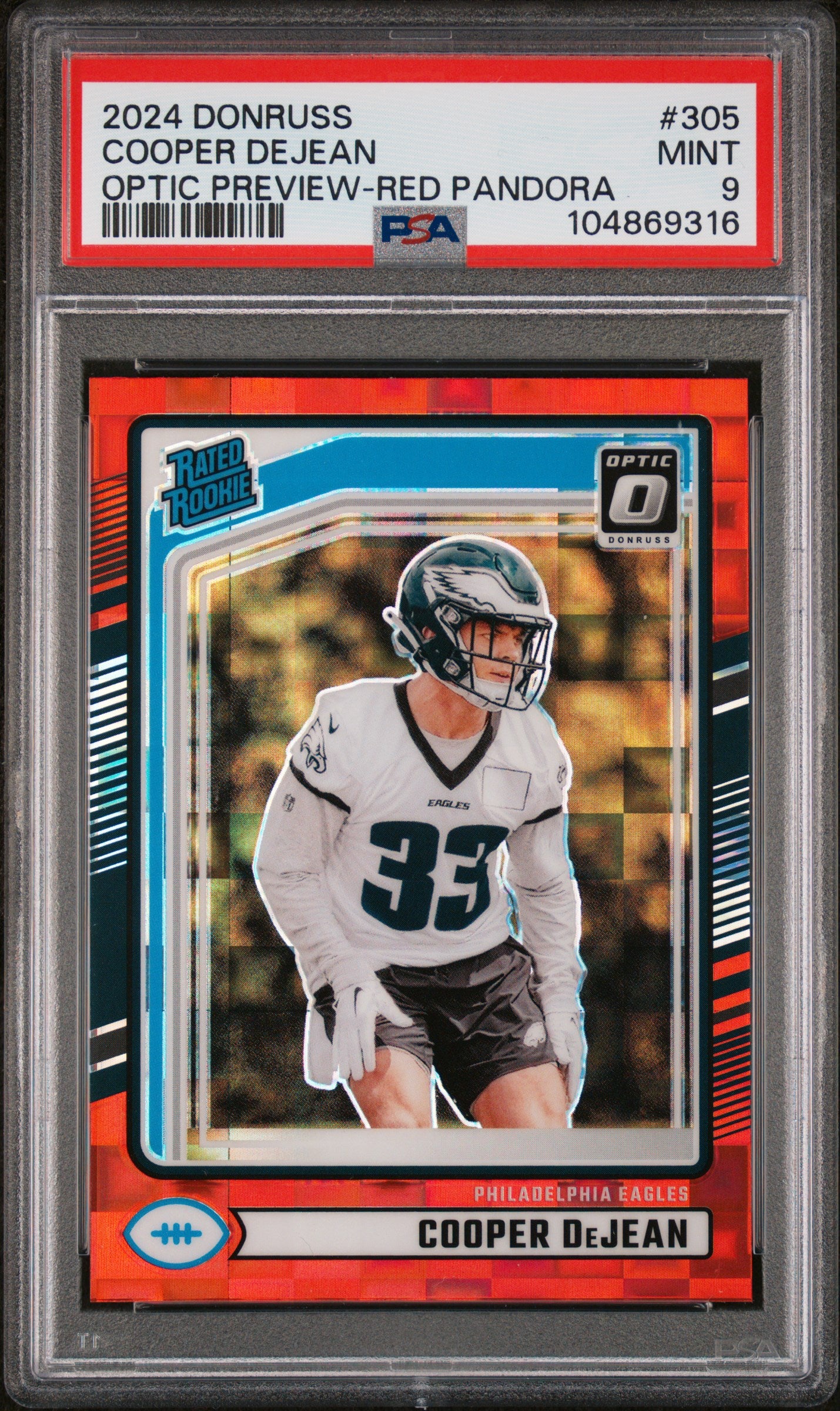 2024 Panini Donruss #305 Cooper Dejean Optic Preview-Red Pandora PSA 9