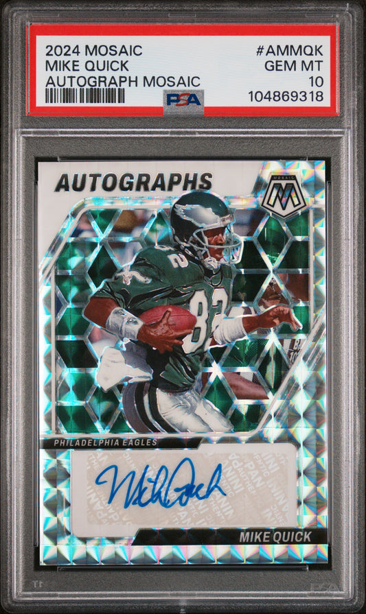 2024 Panini Mosaic Autographs Mosaic #AMMQK Mike Quick Autograph Mosaic PSA 10