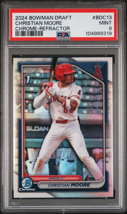 2024 Bowman Draft #BDC13 Christian Moore Chrome-Refractor PSA 9