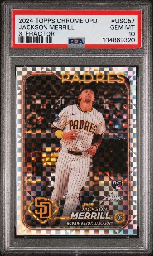 2024 Topps Chrome Update #USC57 Jackson Merrill X-Fractor PSA 10