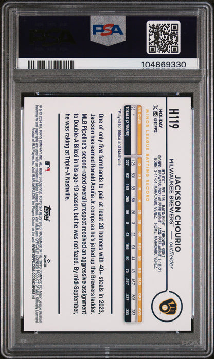 2024 Topps Holiday #H119 Jackson Chourio PSA 10
