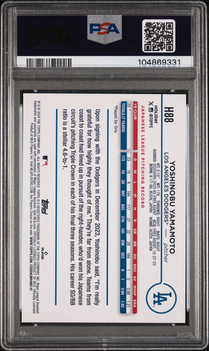 2024 Topps Holiday #H88 Yoshinobu Yamamoto PSA 10