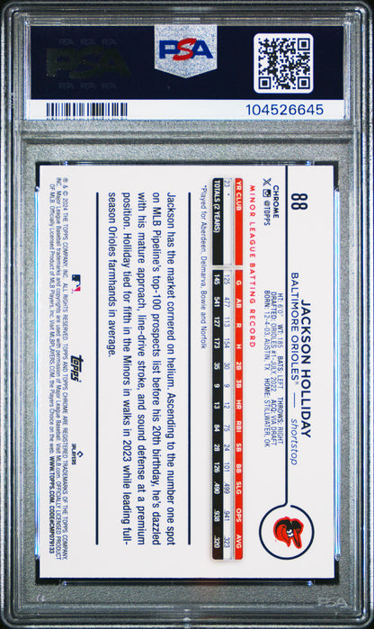 2024 Topps Chrome Logofractor Edition #88 Jackson Holliday Purple Ref/250 PSA 10