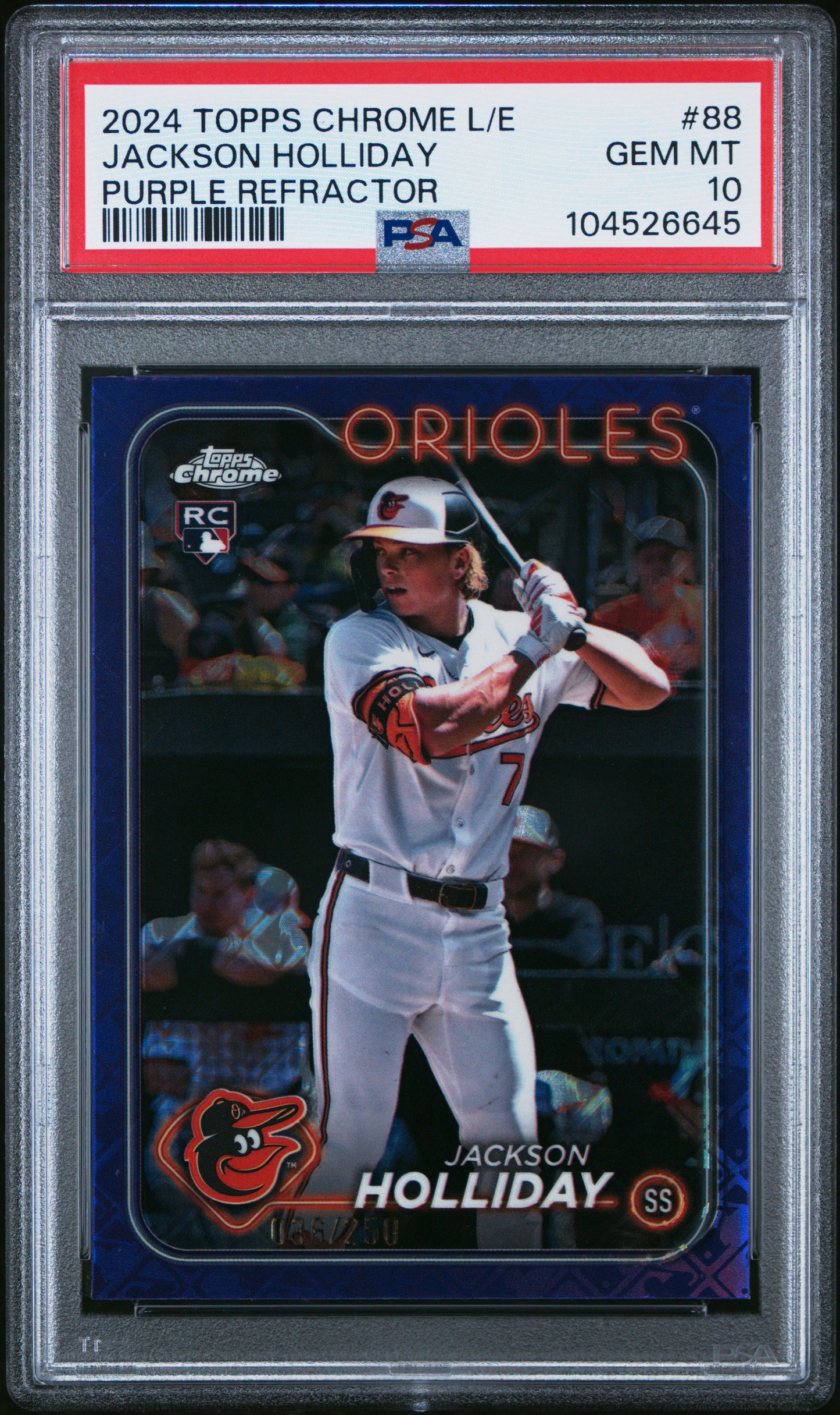 2024 Topps Chrome Logofractor Edition #88 Jackson Holliday Purple Ref/250 PSA 10