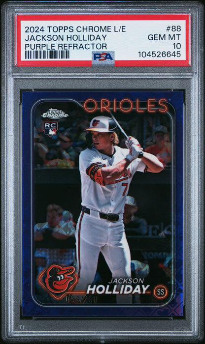 2024 Topps Chrome Logofractor Edition #88 Jackson Holliday Purple Ref/250 PSA 10