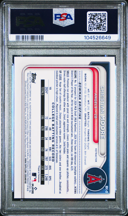 2024 Bowman Draft #BDC13 Christian Moore Chrome-Refractor PSA 9