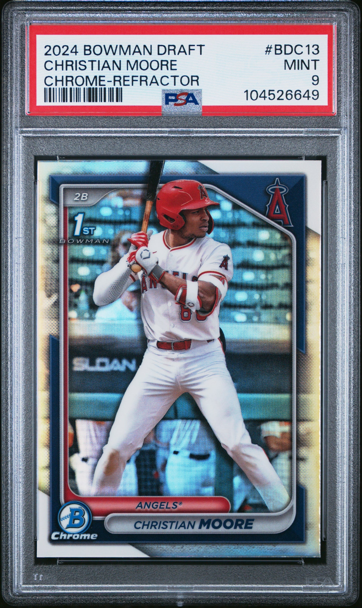 2024 Bowman Draft #BDC13 Christian Moore Chrome-Refractor PSA 9