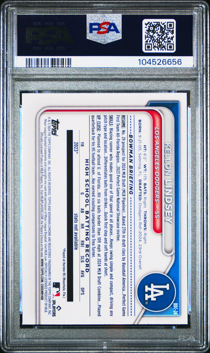 2024 Bowman Draft #BDC24 Kellon Lindsey Chrome PSA 10