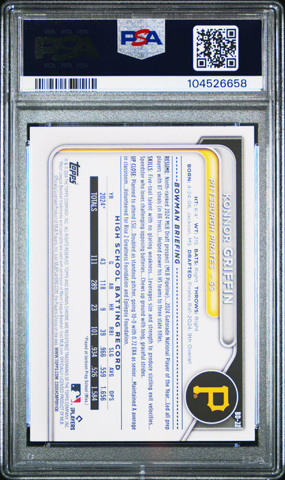 2024 Bowman Draft #BD22 Konnor Griffin PSA 10