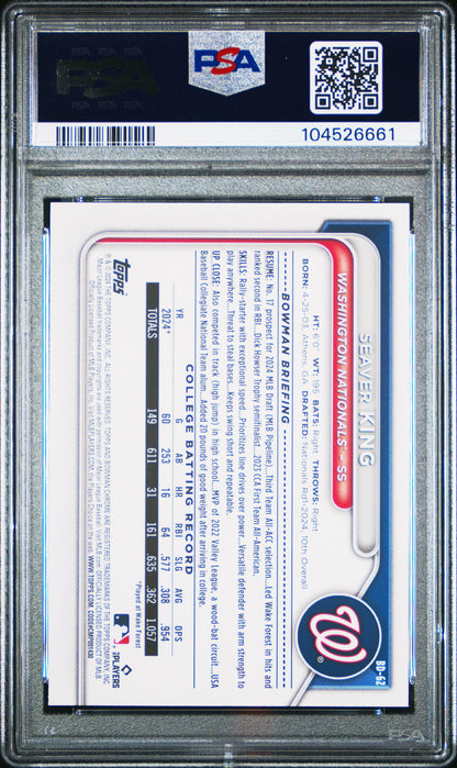 2024 Bowman Draft #BD62 Seaver King PSA 10