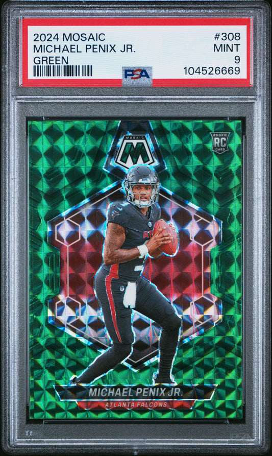 2024 Panini Mosaic #308 Michael Penix Jr. Green PSA 9