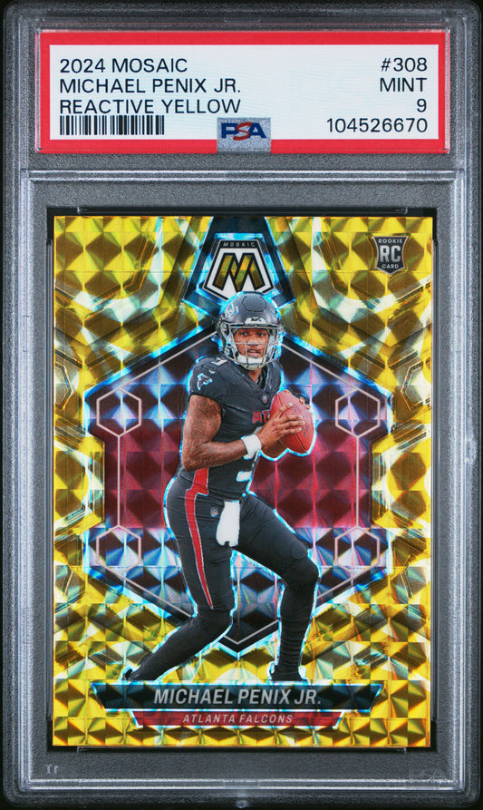 2024 Panini Mosaic #308 Michael Penix Jr. Reactive Yellow PSA 9