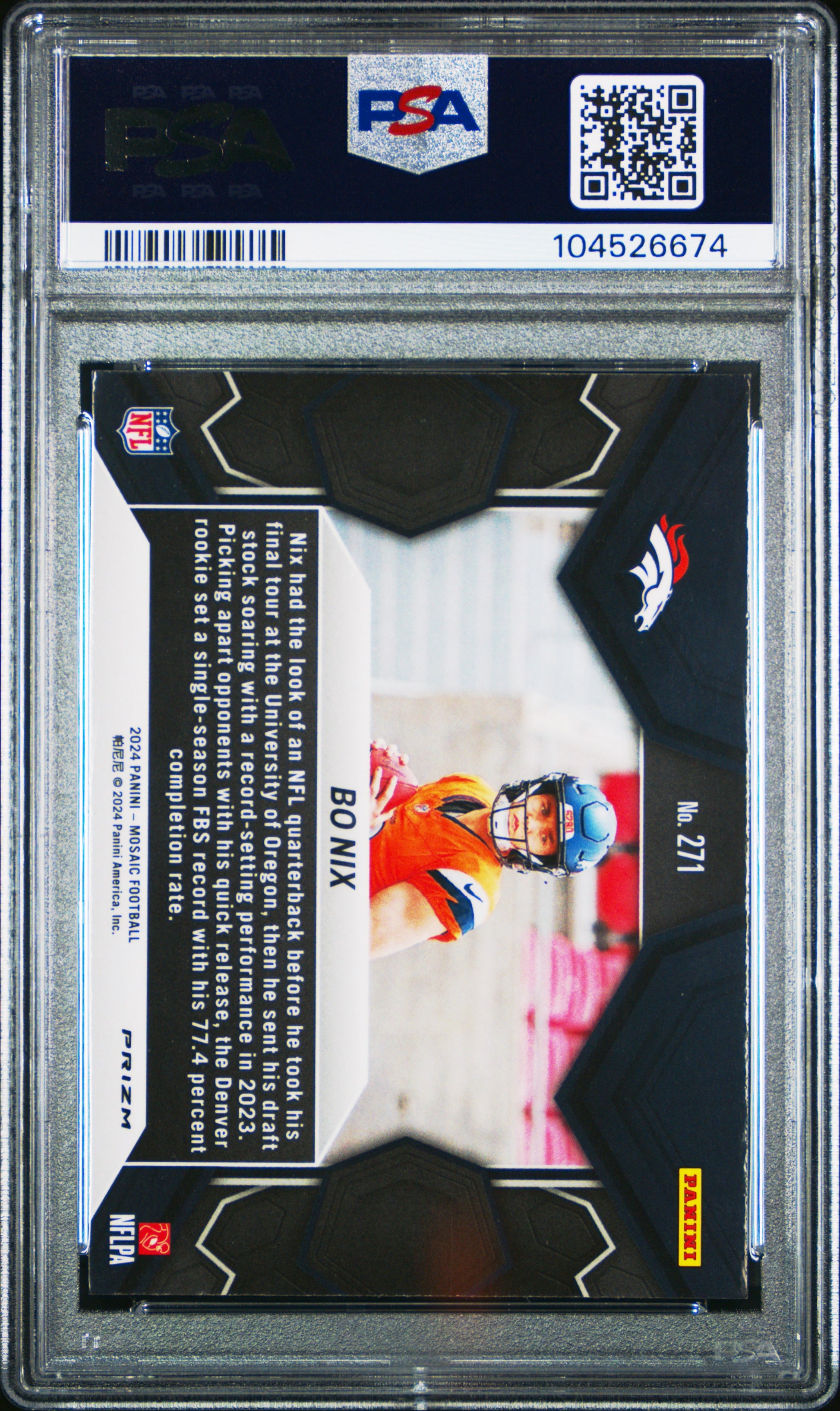2024 Panini Mosaic #271 Bo Nix Green PSA 7