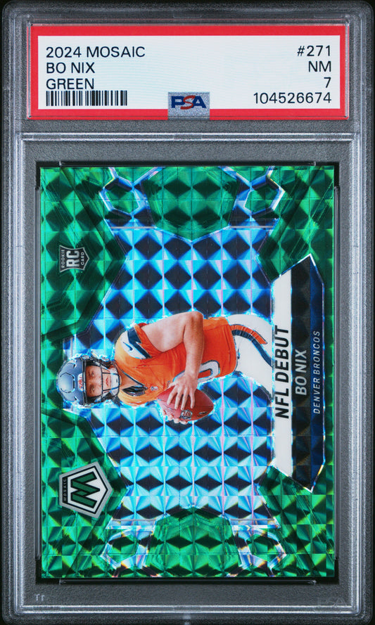 2024 Panini Mosaic #271 Bo Nix Green PSA 7
