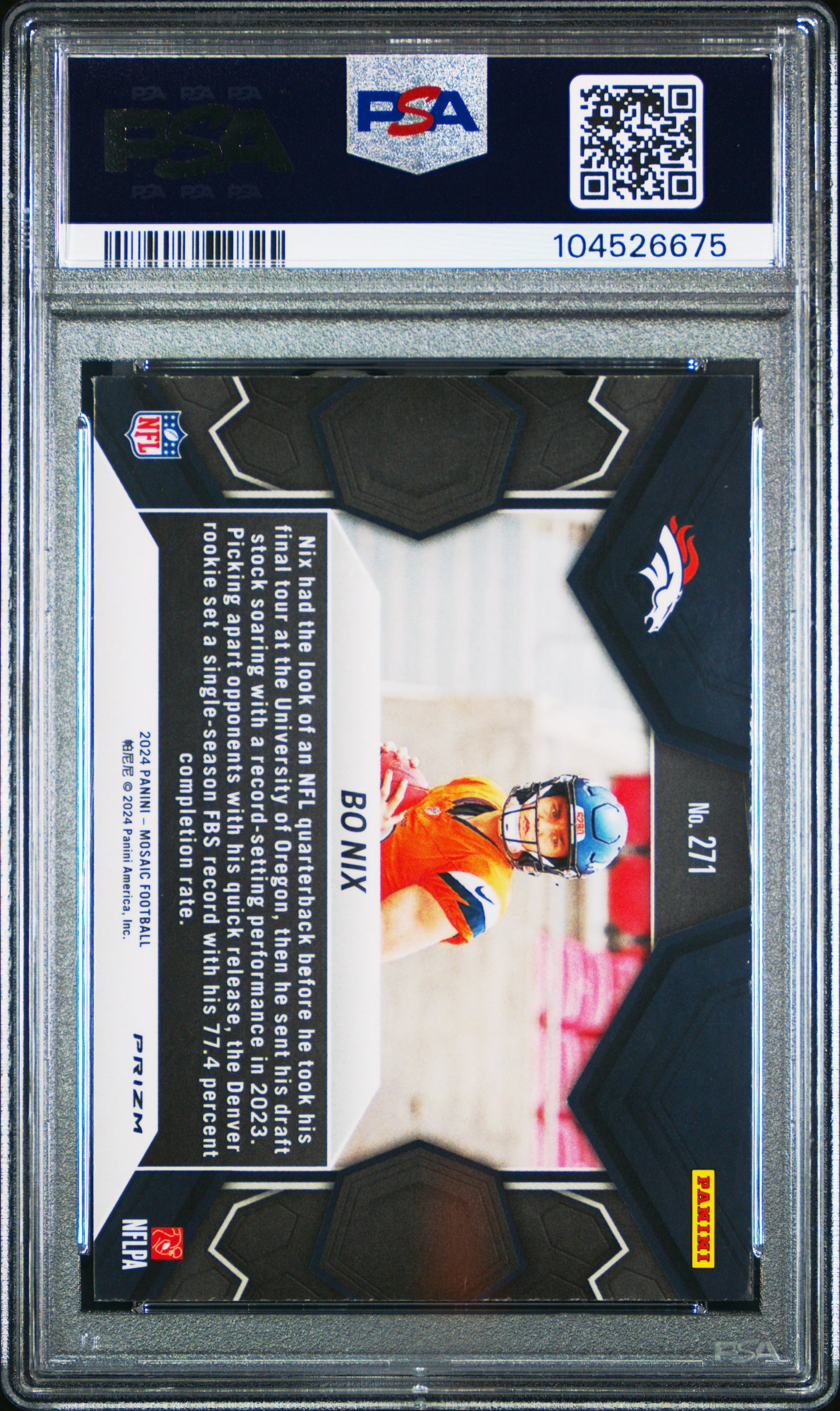 2024 Panini Mosaic #271 Bo Nix Reactive Blue PSA 9